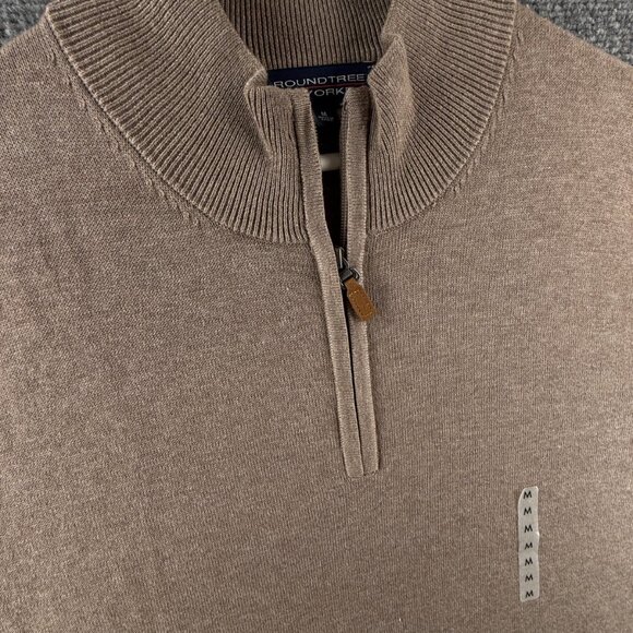 NWOT Roundtree & Yorke Beige 1/4 Zip Sweater Medium Knit Cotton Blend Basic - Picture 7 of 12